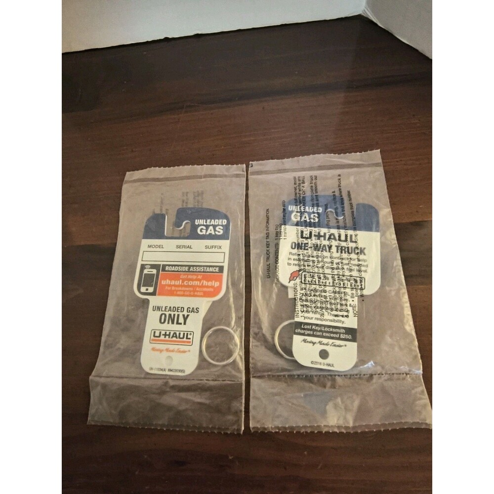 Lot Of 2 U Haul Keychains Moving Storage Truck Key Fob Gas Tag White & Blue